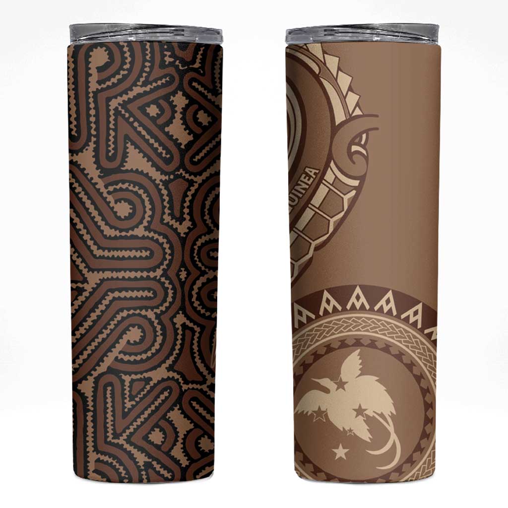 Papua New Guinea Oro Tapa Motif Skinny Tumbler Classic LT7 Brown - Polynesian Pride