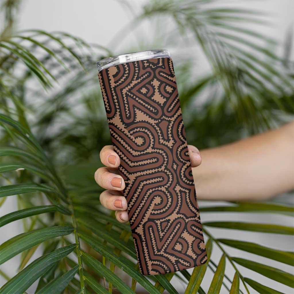 Papua New Guinea Oro Tapa Motif Skinny Tumbler Classic LT7 - Polynesian Pride