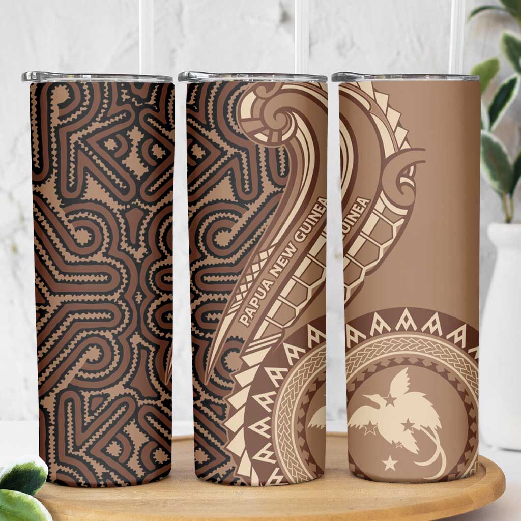 Papua New Guinea Oro Tapa Motif Skinny Tumbler Classic LT7 - Polynesian Pride
