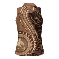Papua New Guinea Oro Tapa Motif Women Sleeveless Polo Shirt Classic LT7 - Polynesian Pride
