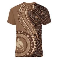 Papua New Guinea Oro Tapa Motif Women V-Neck T-Shirt Classic LT7 - Polynesian Pride