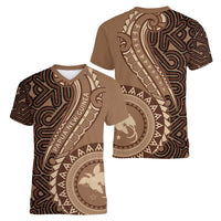 Papua New Guinea Oro Tapa Motif Women V-Neck T-Shirt Classic LT7 - Polynesian Pride