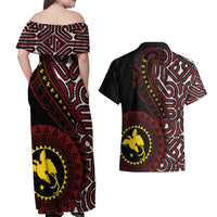 Papua New Guinea Oro Tapa Motif Couples Matching Off Shoulder Maxi Dress and Hawaiian Shirt Special LT7 - Polynesian Pride