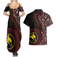 Papua New Guinea Oro Tapa Motif Couples Matching Summer Maxi Dress and Hawaiian Shirt Special LT7 - Polynesian Pride