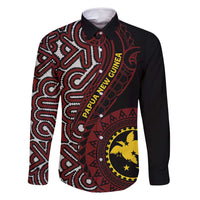 Papua New Guinea Oro Tapa Motif Family Matching Long Sleeve Bodycon Dress and Hawaiian Shirt Special LT7 Dad's Shirt - Long Sleeve Black - Polynesian Pride