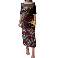 Papua New Guinea Oro Tapa Motif Family Matching Puletasi and Hawaiian Shirt Special LT7 Mom's Dress Black - Polynesian Pride
