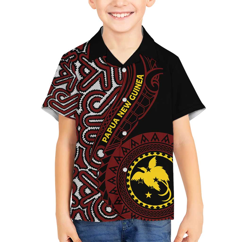 Papua New Guinea Oro Tapa Motif Family Matching Summer Maxi Dress and Hawaiian Shirt Special LT7 Son's Shirt Black - Polynesian Pride