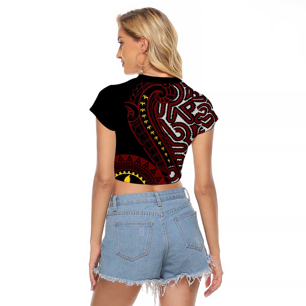Papua New Guinea Oro Tapa Motif Raglan Cropped T Shirt Special LT7 - Polynesian Pride