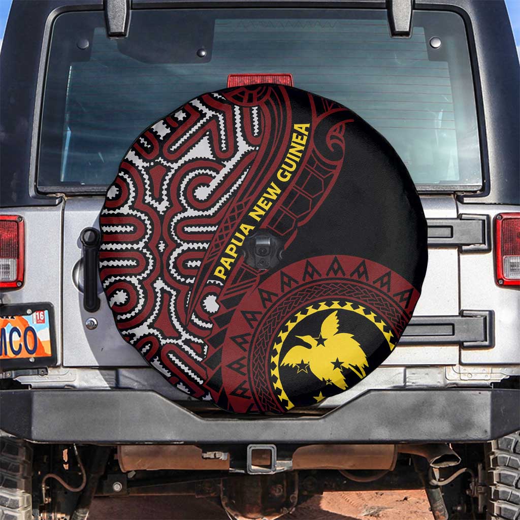 Papua New Guinea Oro Tapa Motif Spare Tire Cover Special LT7 Black - Polynesian Pride