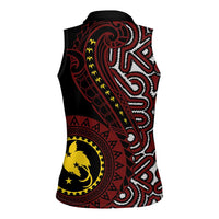 Papua New Guinea Oro Tapa Motif Women Sleeveless Polo Shirt Special LT7 - Polynesian Pride