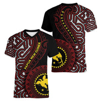 Papua New Guinea Oro Tapa Motif Women V-Neck T-Shirt Special LT7 - Polynesian Pride