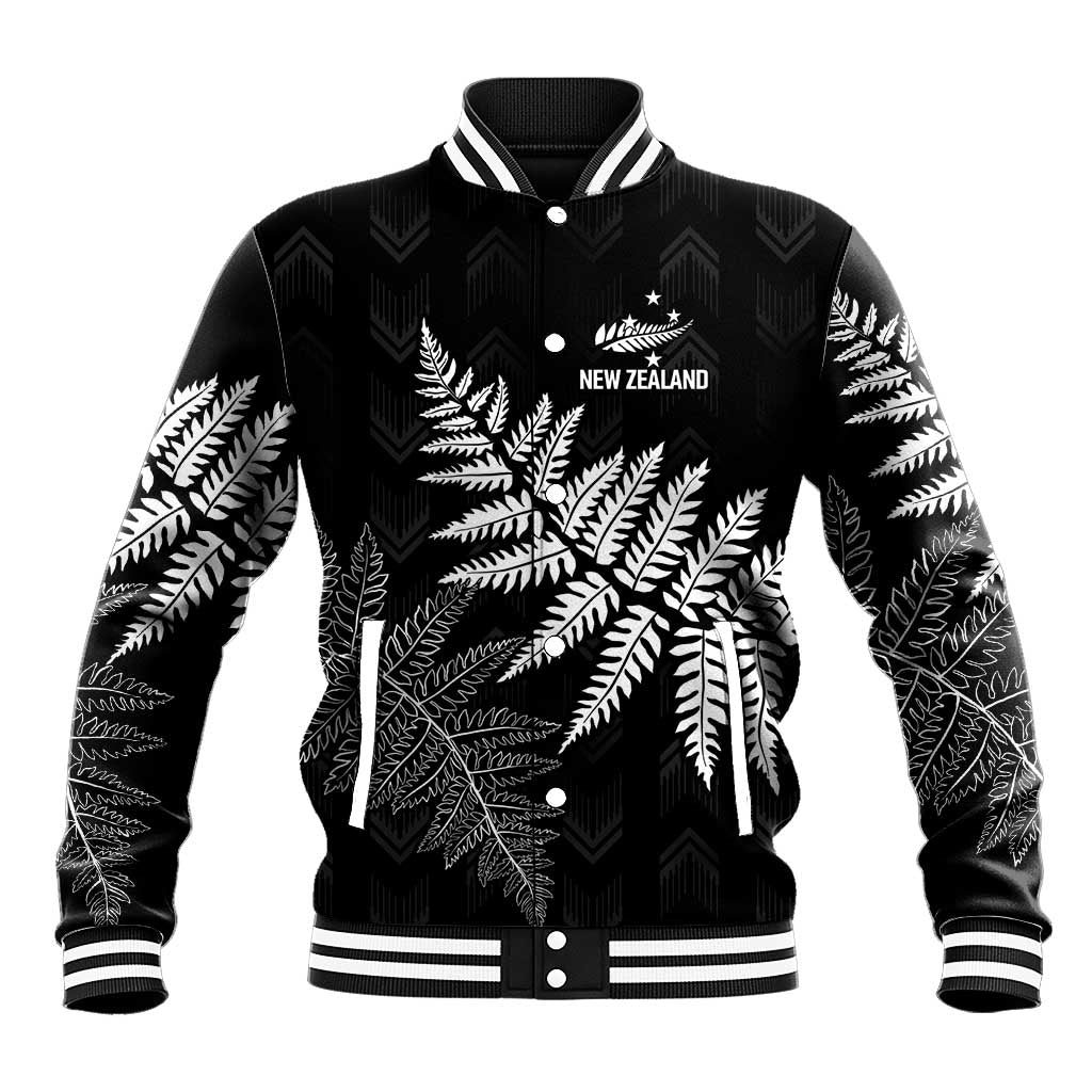 New Zealand Lawn Bowls Personalized Baseball Jacket Wrap-Around Silver Fern LT7 Unisex Black - Polynesian Pride