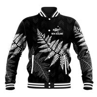New Zealand Lawn Bowls Personalized Baseball Jacket Wrap-Around Silver Fern LT7 Unisex Black - Polynesian Pride