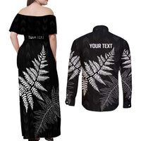 New Zealand Lawn Bowls Personalized Couples Matching Off Shoulder Maxi Dress and Long Sleeve Button Shirt Wrap-Around Silver Fern LT7 - Polynesian Pride