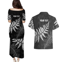 New Zealand Lawn Bowls Personalized Couples Matching Puletasi and Hawaiian Shirt Wrap-Around Silver Fern LT7 - Polynesian Pride