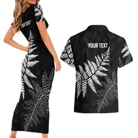 New Zealand Lawn Bowls Personalized Couples Matching Short Sleeve Bodycon Dress and Hawaiian Shirt Wrap-Around Silver Fern LT7 - Polynesian Pride