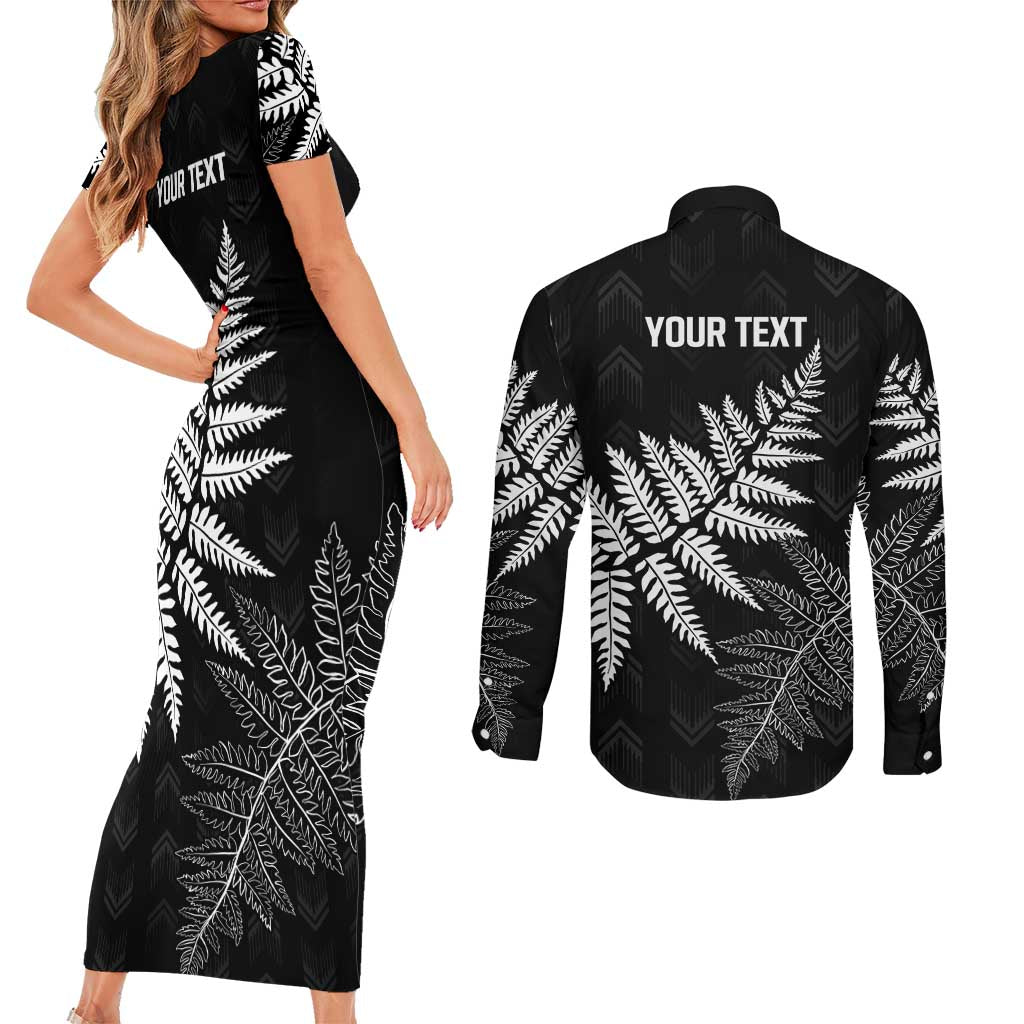 New Zealand Lawn Bowls Personalized Couples Matching Short Sleeve Bodycon Dress and Long Sleeve Button Shirt Wrap-Around Silver Fern LT7 - Polynesian Pride