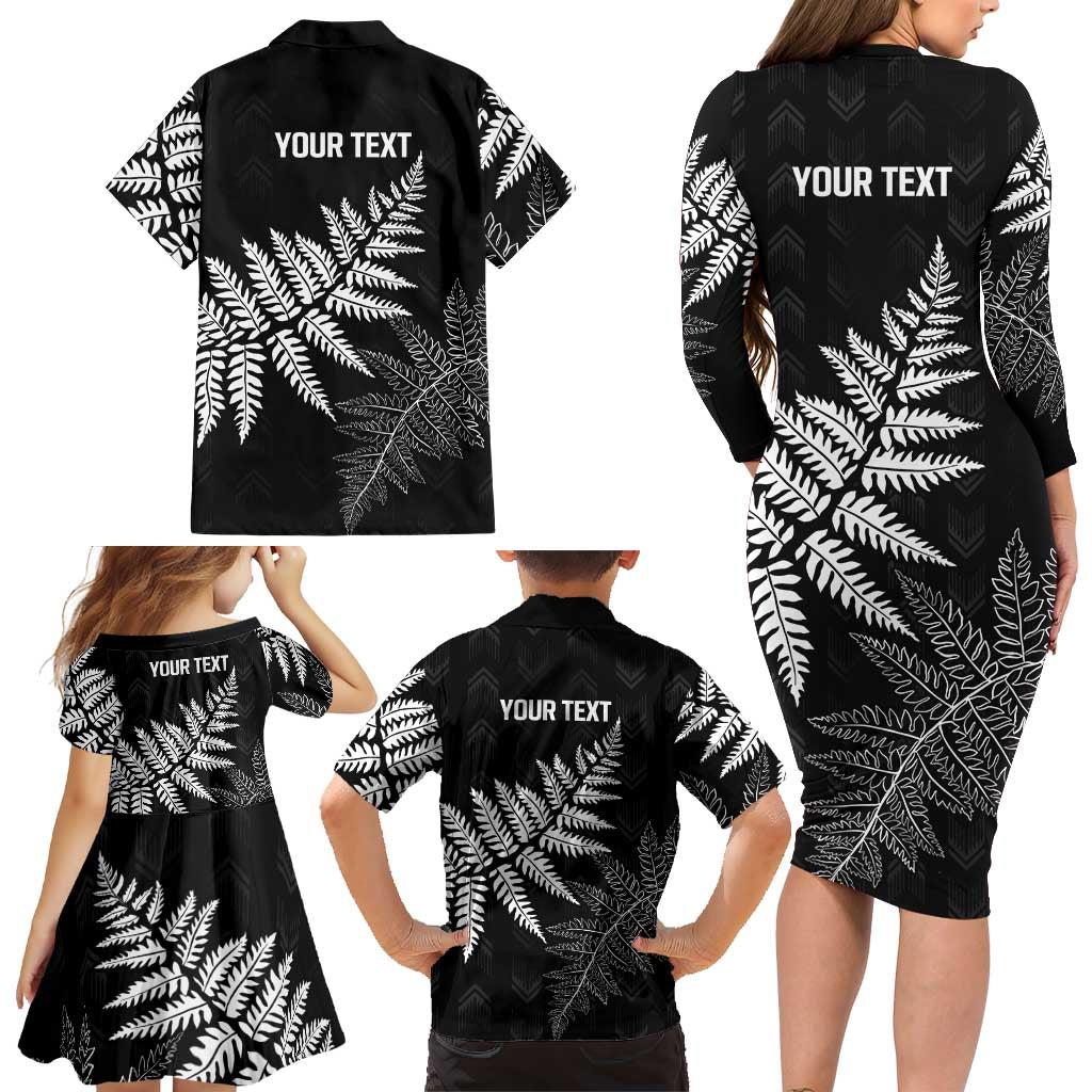 New Zealand Lawn Bowls Personalized Family Matching Long Sleeve Bodycon Dress and Hawaiian Shirt Wrap-Around Silver Fern LT7 - Polynesian Pride
