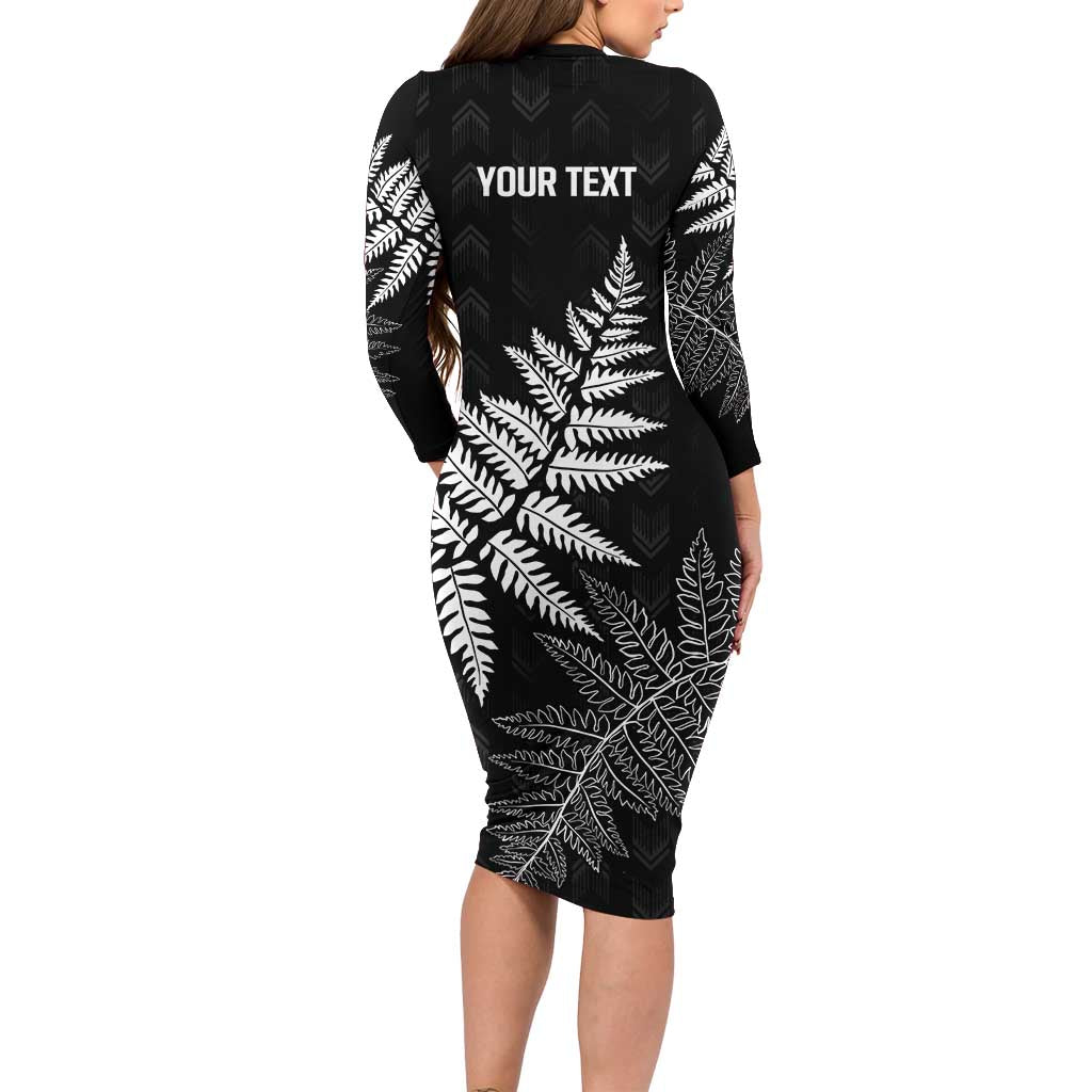 New Zealand Lawn Bowls Personalized Family Matching Long Sleeve Bodycon Dress and Hawaiian Shirt Wrap-Around Silver Fern LT7 - Polynesian Pride