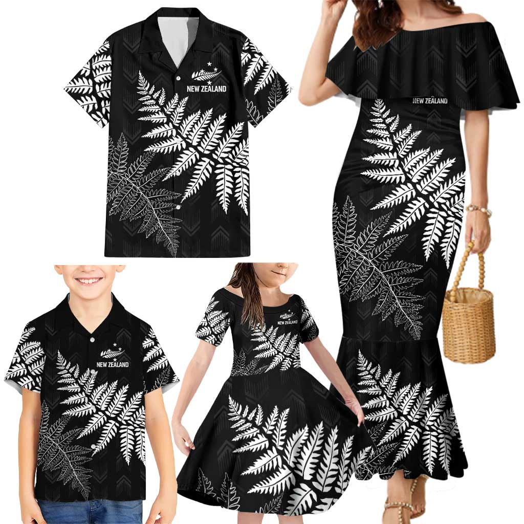 New Zealand Lawn Bowls Personalized Family Matching Mermaid Dress and Hawaiian Shirt Wrap-Around Silver Fern LT7 - Polynesian Pride