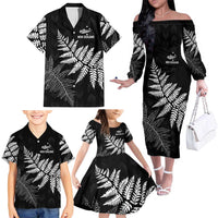 New Zealand Lawn Bowls Personalized Family Matching Off The Shoulder Long Sleeve Dress and Hawaiian Shirt Wrap-Around Silver Fern LT7 - Polynesian Pride