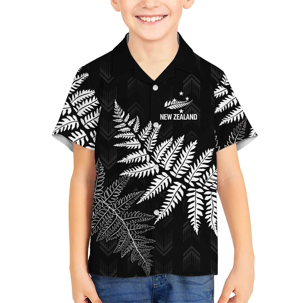 New Zealand Lawn Bowls Personalized Family Matching Off The Shoulder Long Sleeve Dress and Hawaiian Shirt Wrap-Around Silver Fern LT7 Son's Shirt Black - Polynesian Pride