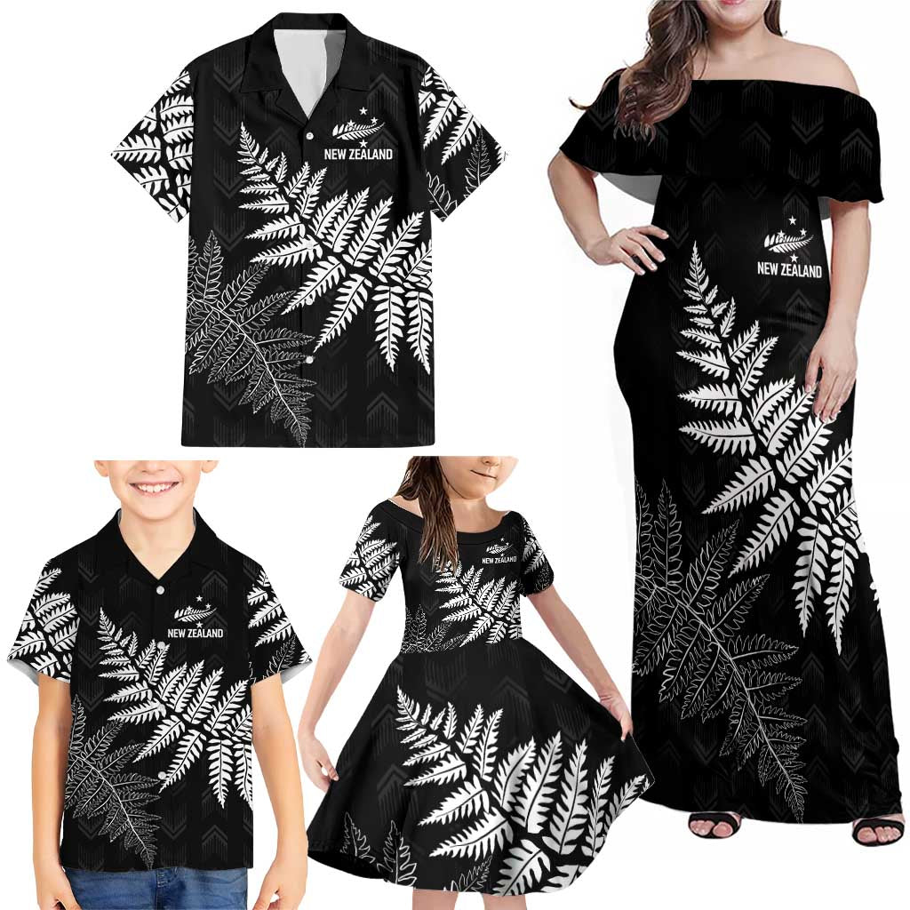 New Zealand Lawn Bowls Personalized Family Matching Off Shoulder Maxi Dress and Hawaiian Shirt Wrap-Around Silver Fern LT7 - Polynesian Pride