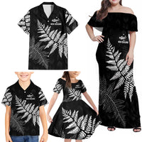 New Zealand Lawn Bowls Personalized Family Matching Off Shoulder Maxi Dress and Hawaiian Shirt Wrap-Around Silver Fern LT7 - Polynesian Pride