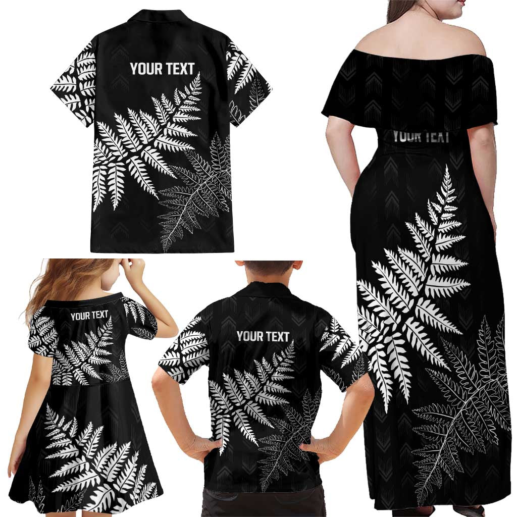 New Zealand Lawn Bowls Personalized Family Matching Off Shoulder Maxi Dress and Hawaiian Shirt Wrap-Around Silver Fern LT7 - Polynesian Pride