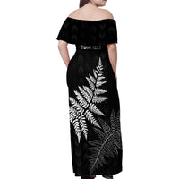 New Zealand Lawn Bowls Personalized Family Matching Off Shoulder Maxi Dress and Hawaiian Shirt Wrap-Around Silver Fern LT7 - Polynesian Pride