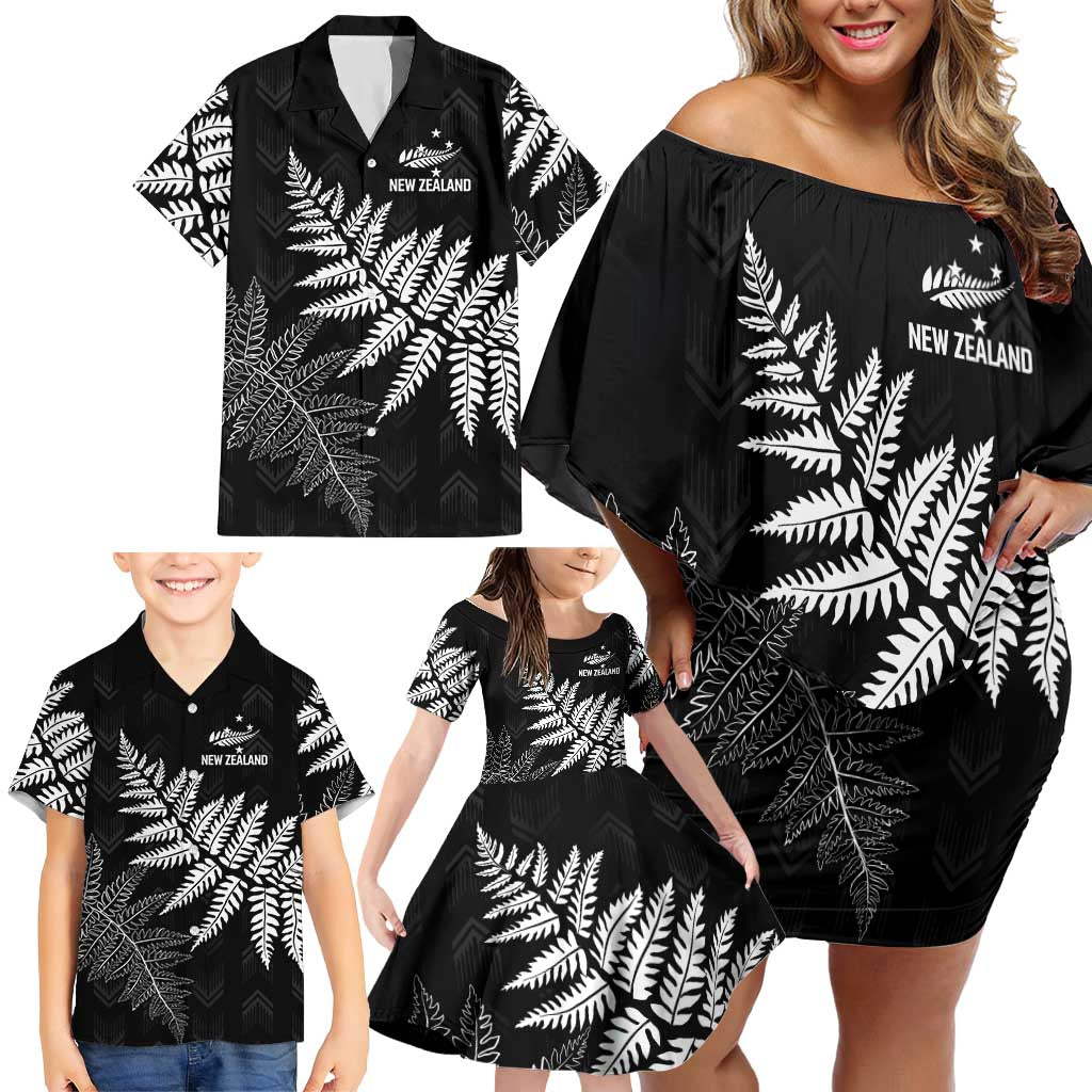 New Zealand Lawn Bowls Personalized Family Matching Off Shoulder Short Dress and Hawaiian Shirt Wrap-Around Silver Fern LT7 - Polynesian Pride