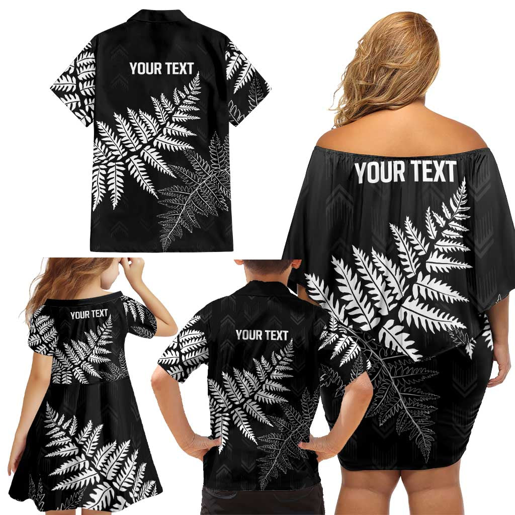 New Zealand Lawn Bowls Personalized Family Matching Off Shoulder Short Dress and Hawaiian Shirt Wrap-Around Silver Fern LT7 - Polynesian Pride