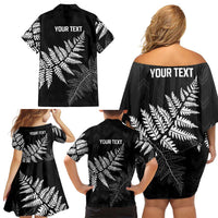 New Zealand Lawn Bowls Personalized Family Matching Off Shoulder Short Dress and Hawaiian Shirt Wrap-Around Silver Fern LT7 - Polynesian Pride