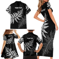 New Zealand Lawn Bowls Personalized Family Matching Short Sleeve Bodycon Dress and Hawaiian Shirt Wrap-Around Silver Fern LT7 - Polynesian Pride