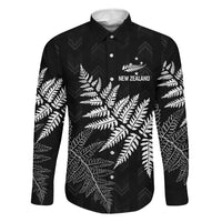 New Zealand Lawn Bowls Personalized Family Matching Summer Maxi Dress and Hawaiian Shirt Wrap-Around Silver Fern LT7 Dad's Shirt - Long Sleeve Black - Polynesian Pride