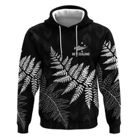 New Zealand Lawn Bowls Personalized Hoodie Wrap-Around Silver Fern LT7 Pullover Hoodie Black - Polynesian Pride