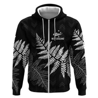 New Zealand Lawn Bowls Personalized Hoodie Wrap-Around Silver Fern LT7 Zip Hoodie Black - Polynesian Pride