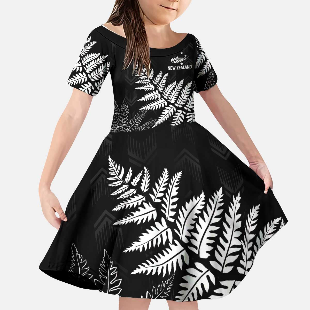 New Zealand Lawn Bowls Personalized Kid Short Sleeve Dress Wrap-Around Silver Fern - Polynesian Pride