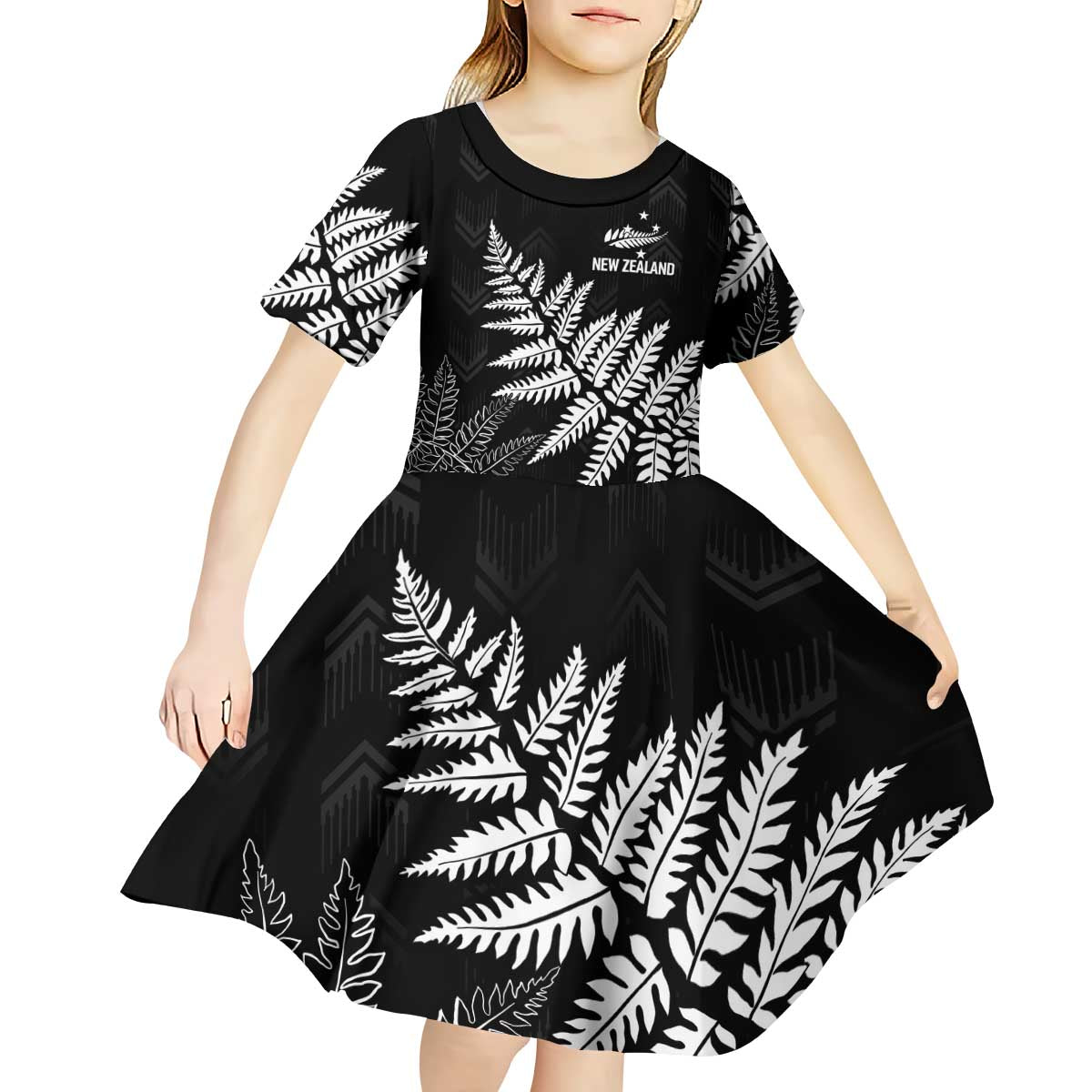 New Zealand Lawn Bowls Personalized Kid Short Sleeve Dress Wrap-Around Silver Fern - Polynesian Pride