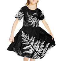 New Zealand Lawn Bowls Personalized Kid Short Sleeve Dress Wrap-Around Silver Fern - Polynesian Pride