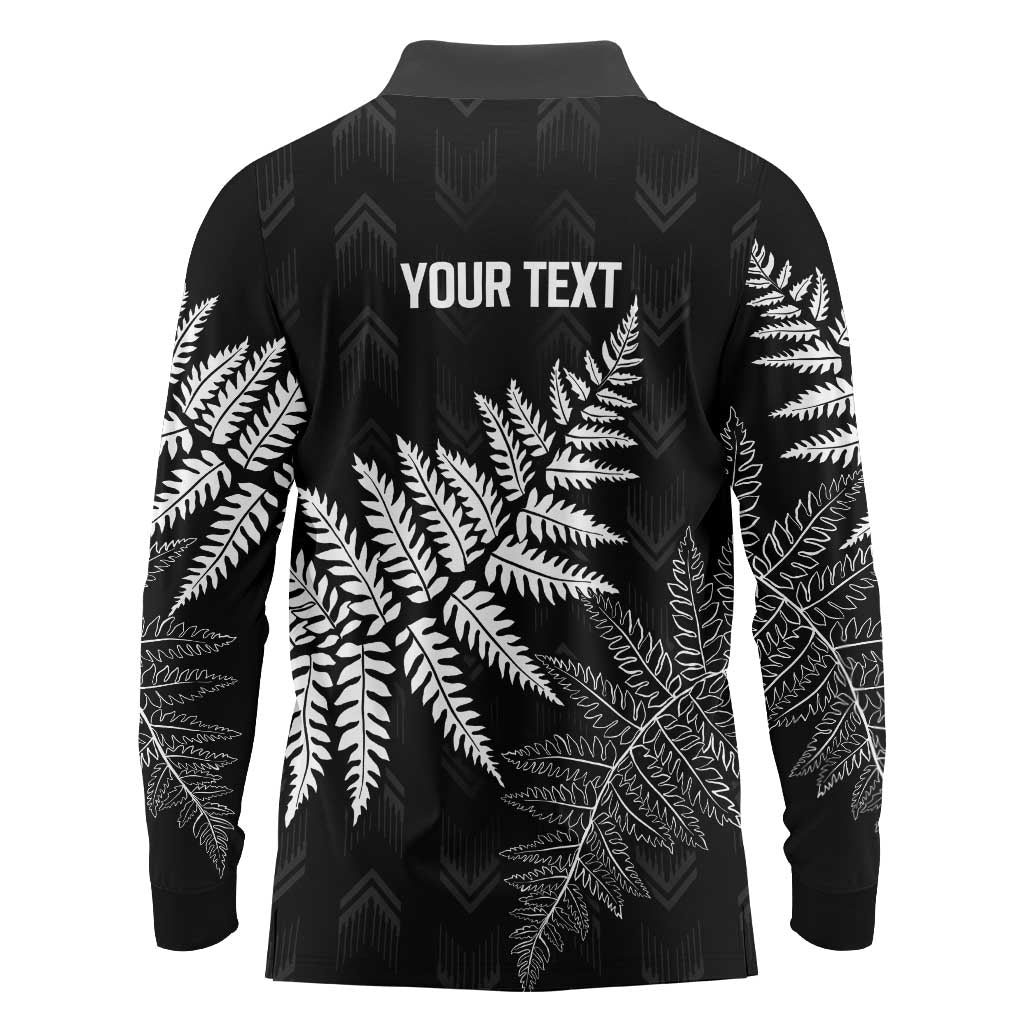 New Zealand Lawn Bowls Personalized Long Sleeve Polo Shirt Wrap-Around Silver Fern LT7 - Polynesian Pride