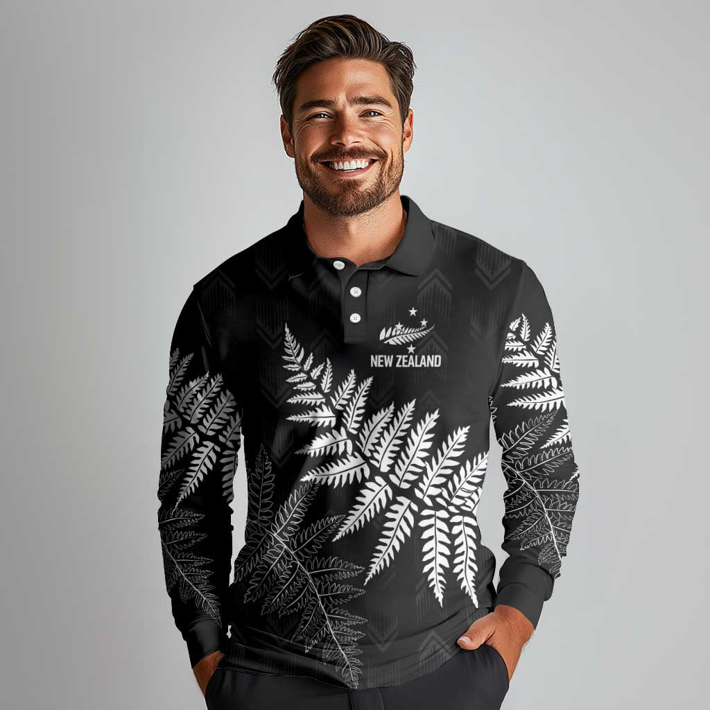 New Zealand Lawn Bowls Personalized Long Sleeve Polo Shirt Wrap-Around Silver Fern LT7 - Polynesian Pride