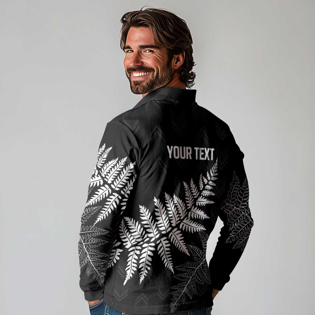 New Zealand Lawn Bowls Personalized Long Sleeve Polo Shirt Wrap-Around Silver Fern LT7 - Polynesian Pride