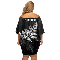 New Zealand Lawn Bowls Personalized Off Shoulder Short Dress Wrap-Around Silver Fern LT7 - Polynesian Pride