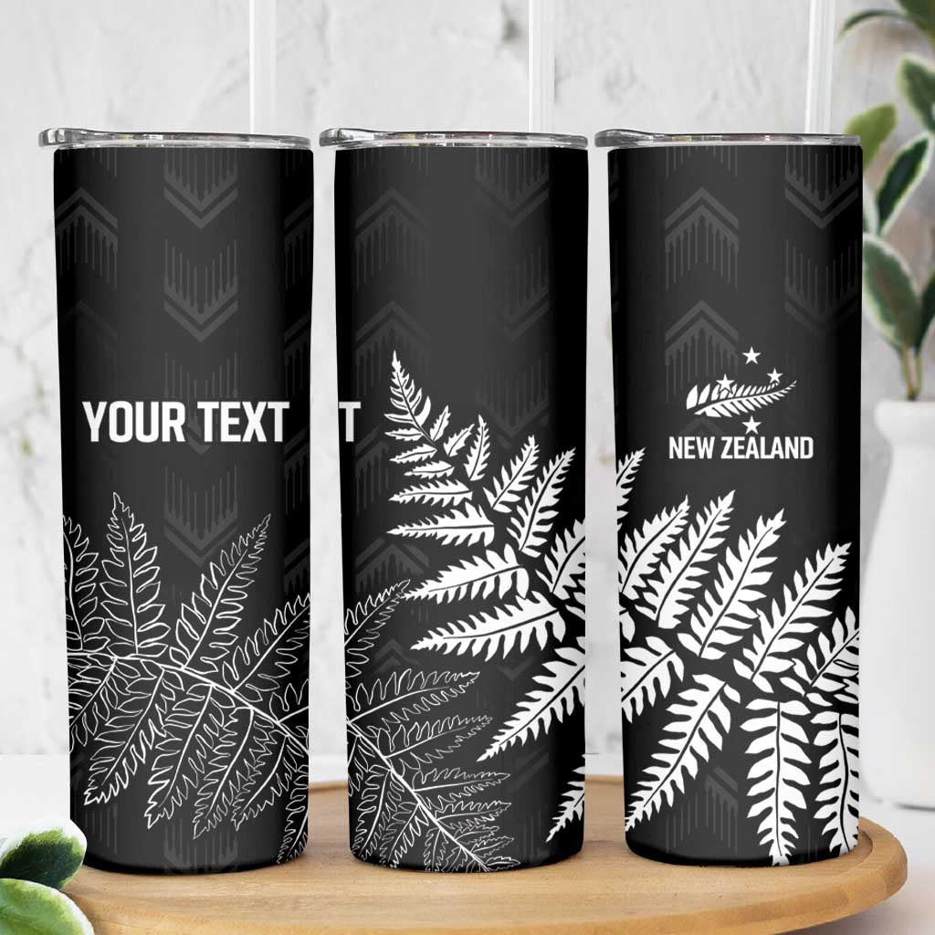 New Zealand Lawn Bowls Personalized Skinny Tumbler Wrap-Around Silver Fern LT7 - Polynesian Pride