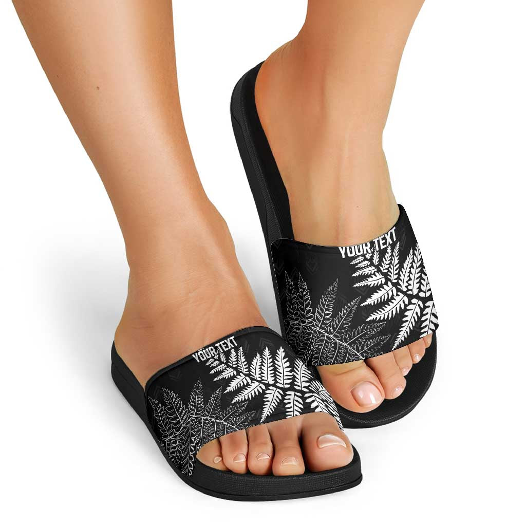 New Zealand Lawn Bowls Personalized Slide Sandals Wrap-Around Silver Fern - Polynesian Pride