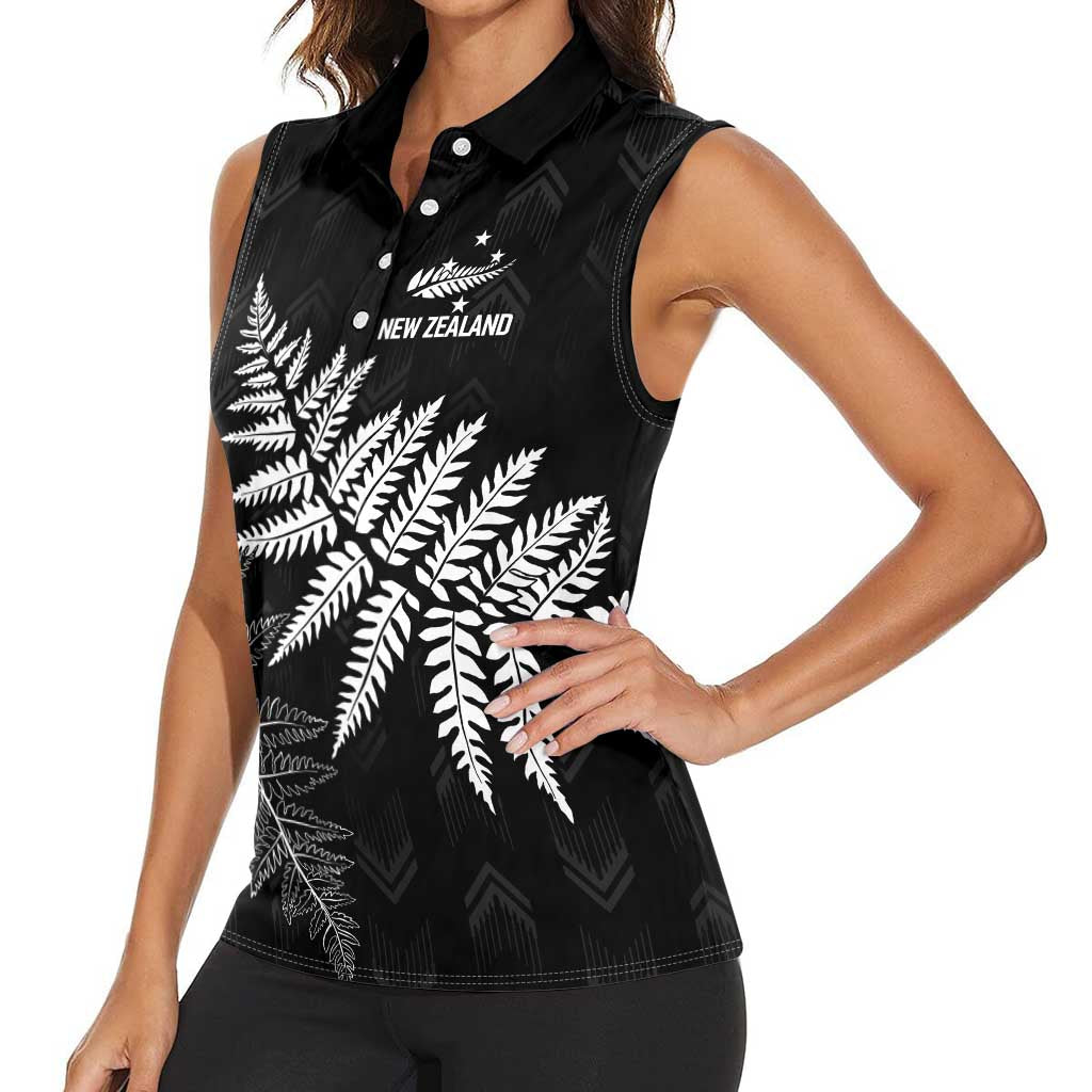 New Zealand Lawn Bowls Personalized Women Sleeveless Polo Shirt Wrap-Around Silver Fern LT7 - Polynesian Pride