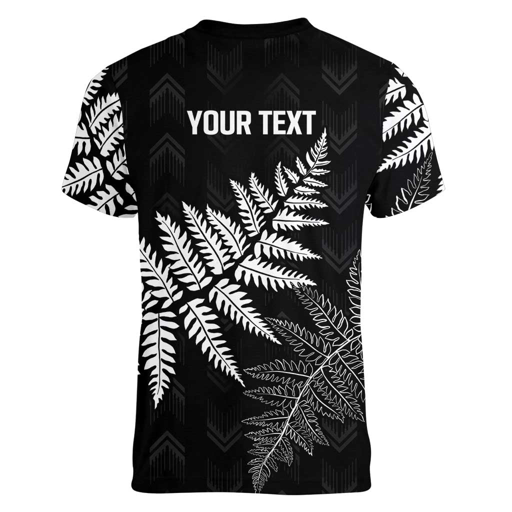 New Zealand Lawn Bowls Personalized Women V-Neck T-Shirt Wrap-Around Silver Fern LT7 - Polynesian Pride