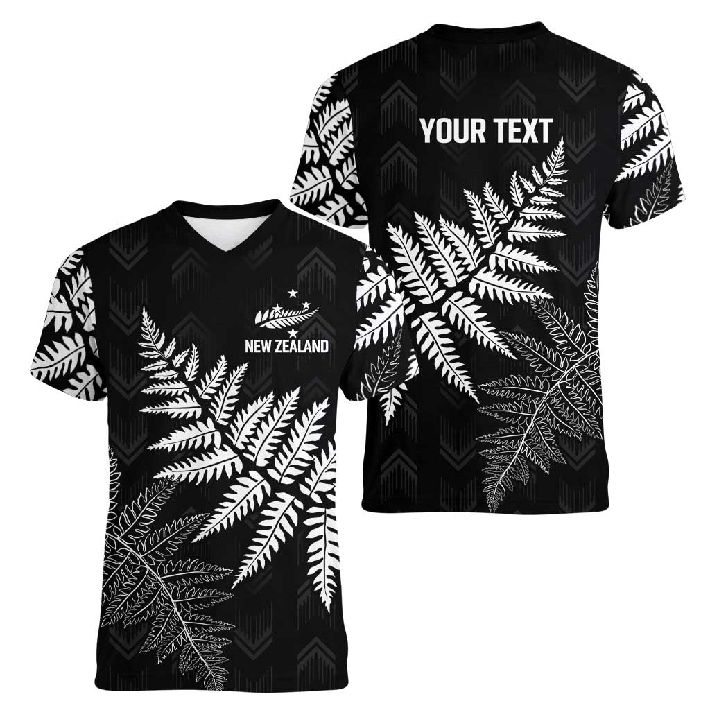 New Zealand Lawn Bowls Personalized Women V-Neck T-Shirt Wrap-Around Silver Fern LT7 - Polynesian Pride