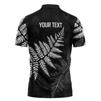 New Zealand Lawn Bowls Personalized Zipper Polo Shirt Wrap-Around Silver Fern - Polynesian Pride
